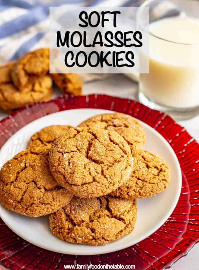 These old fashioned soft molasses cookies are full of warm spices and have a sugar coating on the outside. They smell just like the holidays and are great for cookie exchanges, bake sales, and sharing with friends and family! #molassescookies #cookies #cookieexchange #cookierecipe