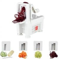 Paderno World Cuisine 4-Blade Folding Vegetable Slicer / Spiralizer Pro, Counter-Mounted and includes 4 Different Stainless Steel Blades