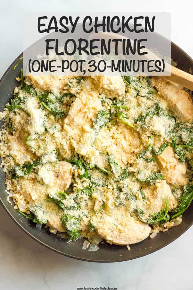 Easy chicken Florentine is a light and flavorful one-pot recipe ready in 30 minutes - perfect for a busy weeknight dinner! #easychickendinner #chickenrecipes #spinach #30minutemeal #onepotrecipe