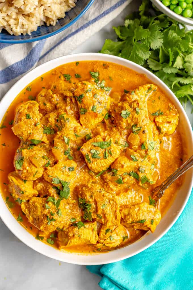 Indian butter chicken with a rich and creamy tomato sauce