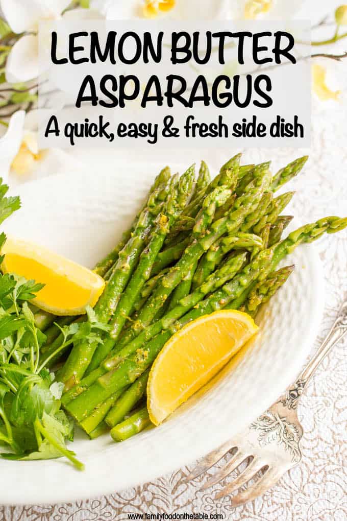 Steamed lemon butter asparagus is a light, fresh and easy spring dinner side dish that’s all made in one pot and ready in just 15 minutes! #asparagus #spring #sidedishes