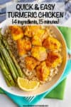 Easy turmeric chicken is full of warm, rich spices and comes out perfectly tender and juicy! Plus, this recipe is just 4 main ingredients and ready in 15 minutes! #turmeric #easychickenrecipes #easychickendinner #mealprepchicken #healthychickenrecipes