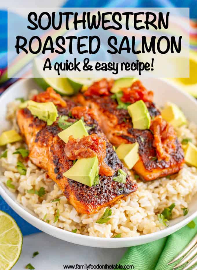Southwest baked salmon is an easy broiled salmon recipe with a delicious spice mixture that’s ready in only 15 minutes! Great for a quick dinner or for meal prepping. #salmon #bakedsalmon #seafood #easyrecipe