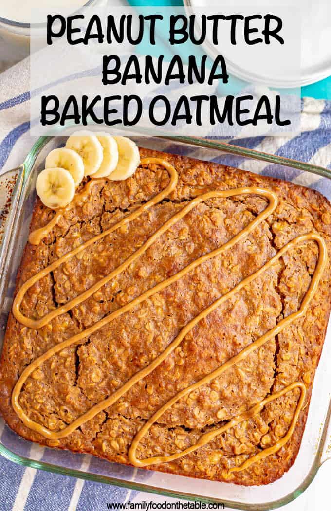 Peanut butter banana baked oatmeal is soft, perfectly sweet and loaded with peanut butter flavor! It’s naturally sweetened and 100% whole grain, making it a great healthy breakfast that can be made ahead for busy mornings. #bakedoatmeal #oatmeal #breakfast #mealpreprecipes #glutenfreerecipes