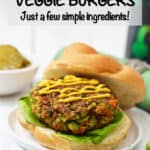These easy veggie burgers require just 3 frozen vegetables plus seasonings - and they come out with delicious flavor! #veggieburger #veggies #vegetarian #glutenfree #veganrecipes