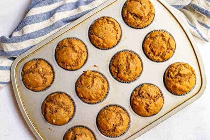 A batch of muffins baked in a muffin tin