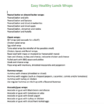 Printable list of easy healthy lunch wraps