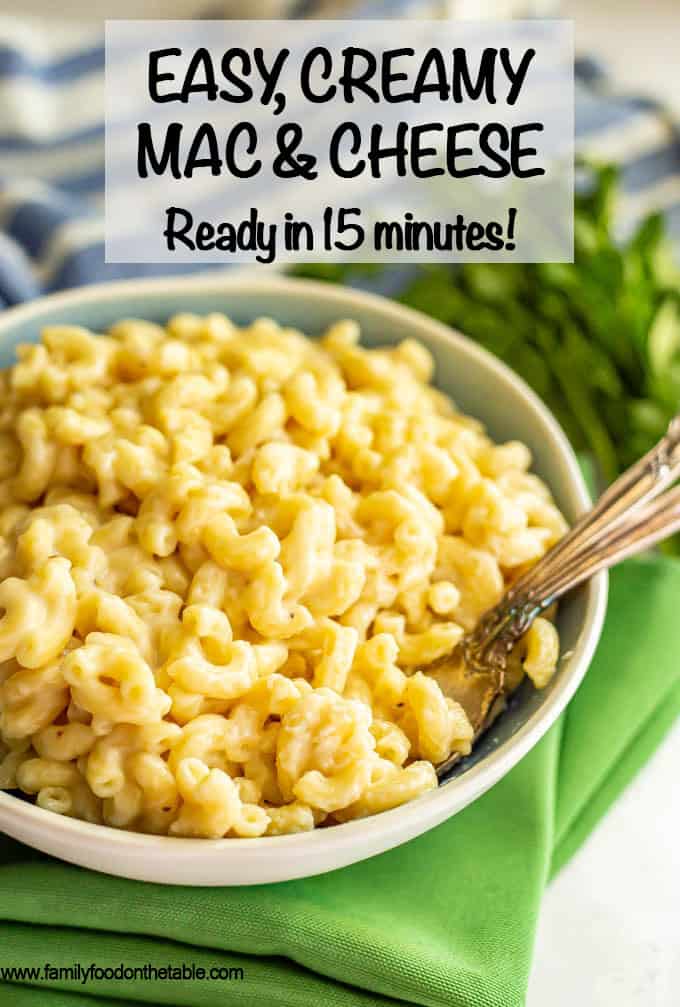 Easy stovetop mac and cheese is just 5 ingredients and 15 minutes to make, but so creamy, cheesy and delicious! It’s perfect for an easy dinner side dish! #macandcheese #pasta #pastarecipes #easyrecipes