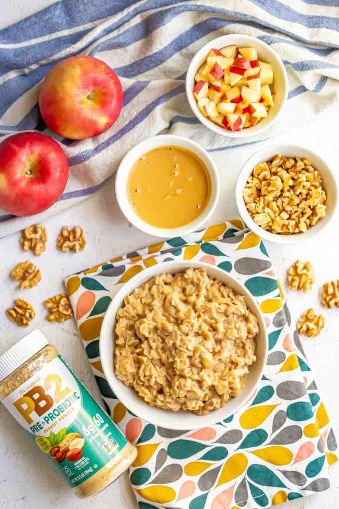 Ingredients laid out for a healthy breakfast oatmeal