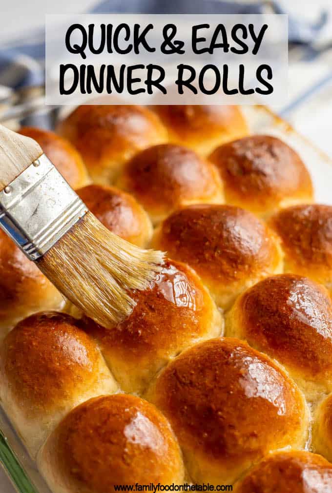 These easy homemade dinner rolls come out perfectly soft, ridiculously tall and gorgeously golden brown every time. And they are ready, start to finish, in just an hour! #dinnerrolls #breads #breadlove #bakinglove