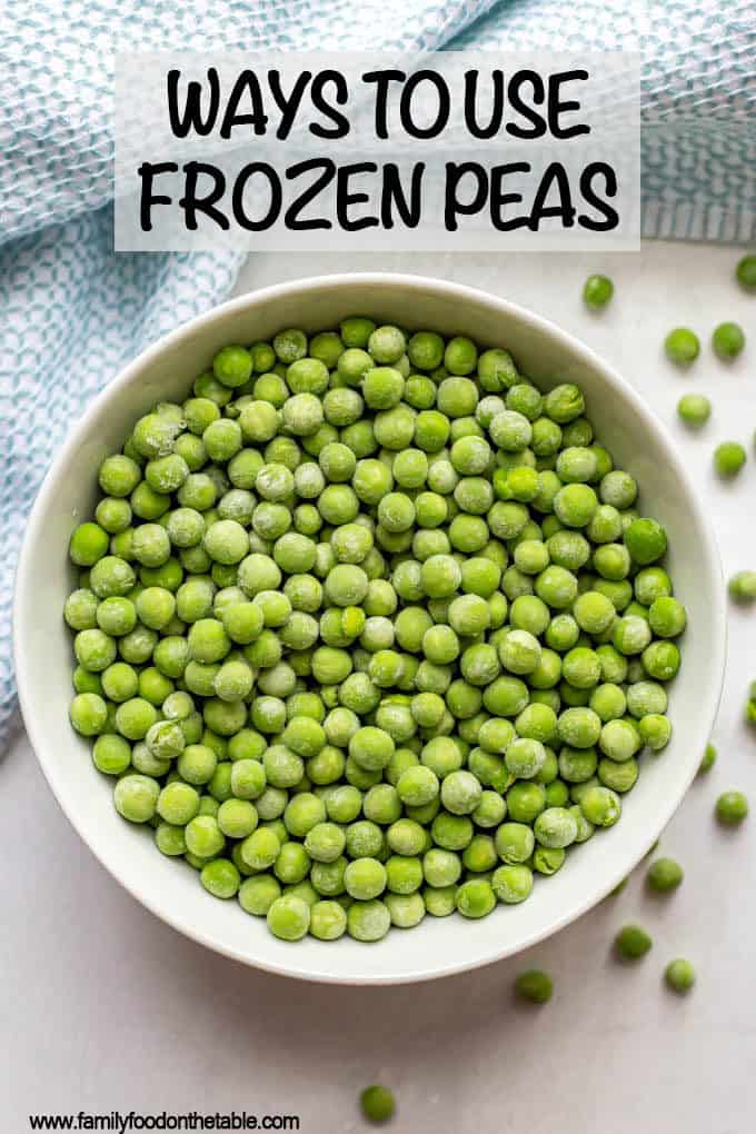 Frozen peas are an easy, delicious and versatile veggie to keep on hand. Check out these ideas and recipes for ways to use them. #peas #frozenveggies #frozenfood