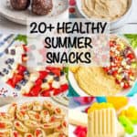 Collage of different healthy snack and appetizer dishes with a text box on top