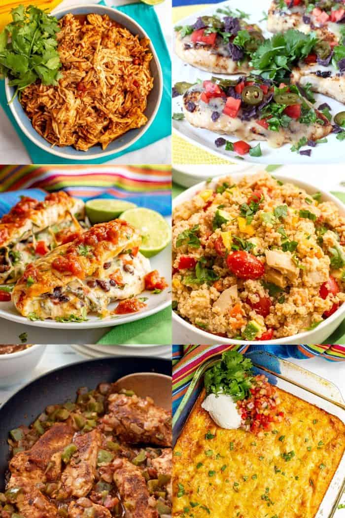 A photo collage of healthy recipes using salsa