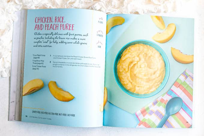 Combination baby food puree recipe page in a baby food cookbook