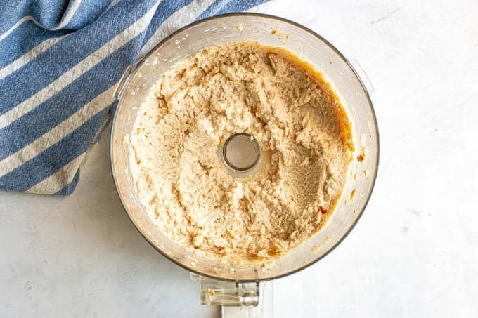 Baby food turkey puree in a food processor