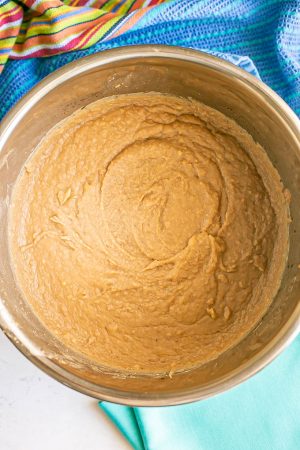 Pureed creamy refried beans in an Instant Pot