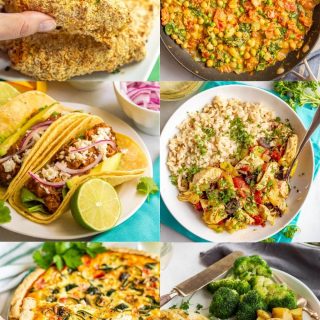 A collage of six different family dinner ideas