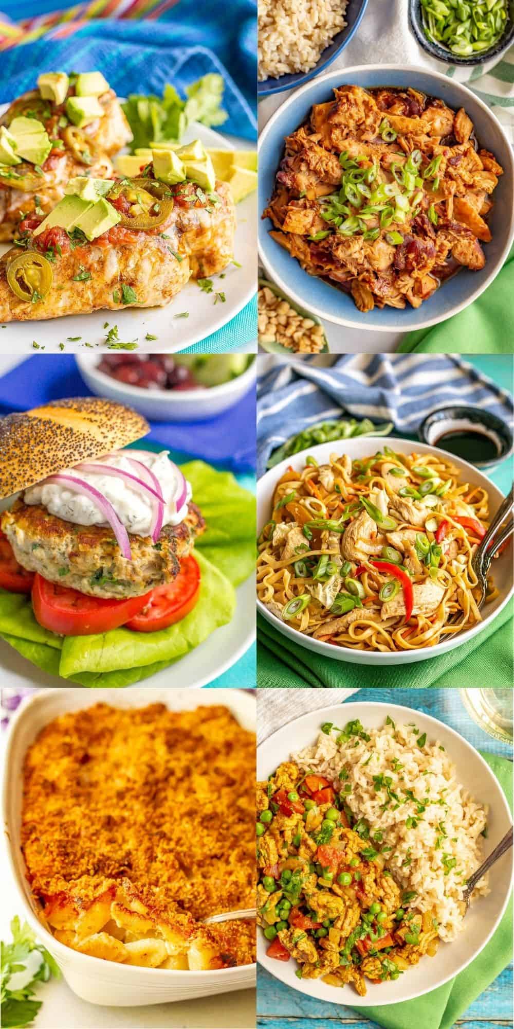 A collage of easy family friendly dinners for dinner inspiration