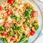 Quinoa Salad with Spinach, Tomatoes and Goat Cheese