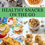 Collage of six healthy snack photos with a text block on the collage