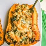 Sausage Stuffed Butternut Squash with Spinach