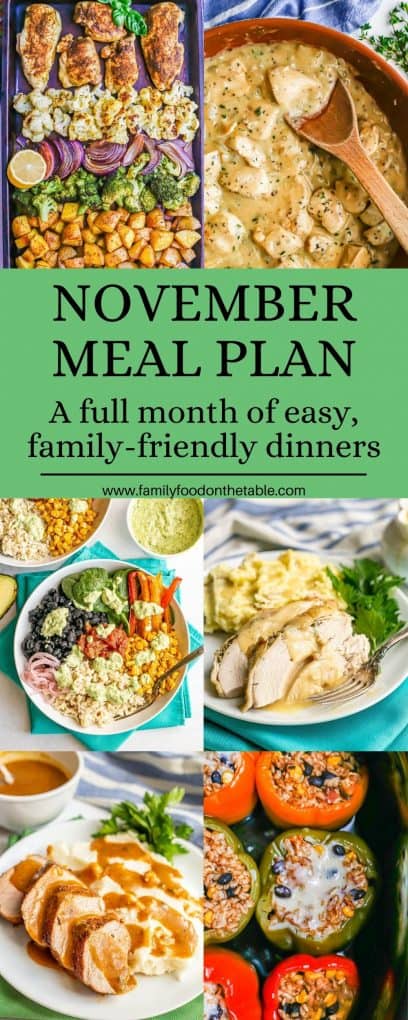 November Meal Plan - Family Food on the Table