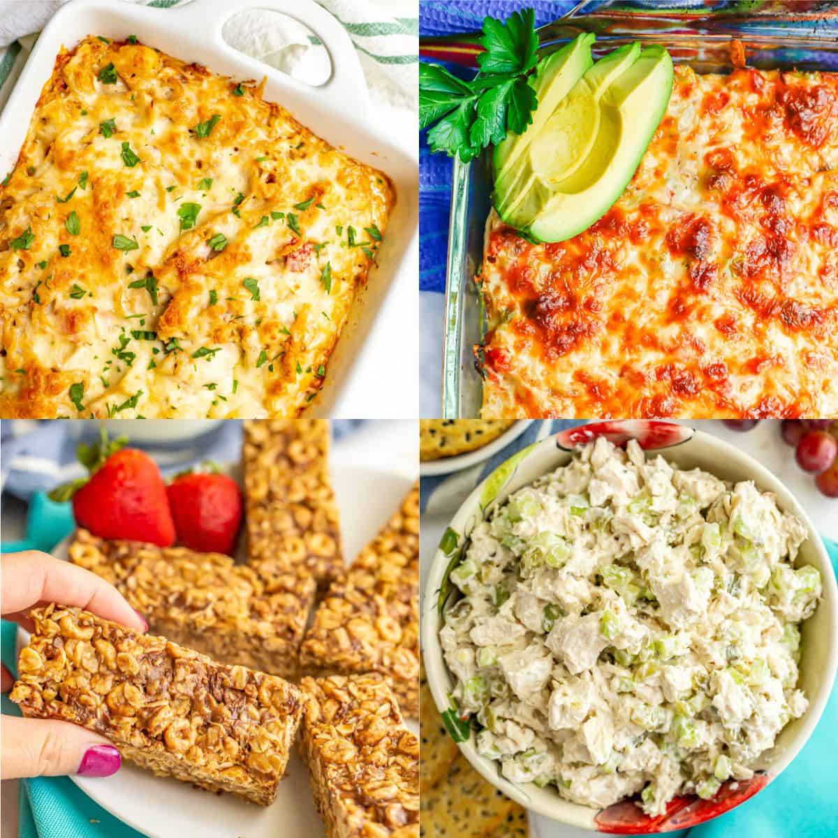 A square collage of 4 different recipes to take to a new mom.