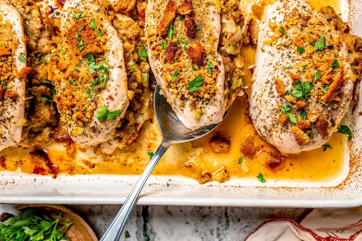 Chicken Breasts Stuffed with Stuffing - Family Food on the Table