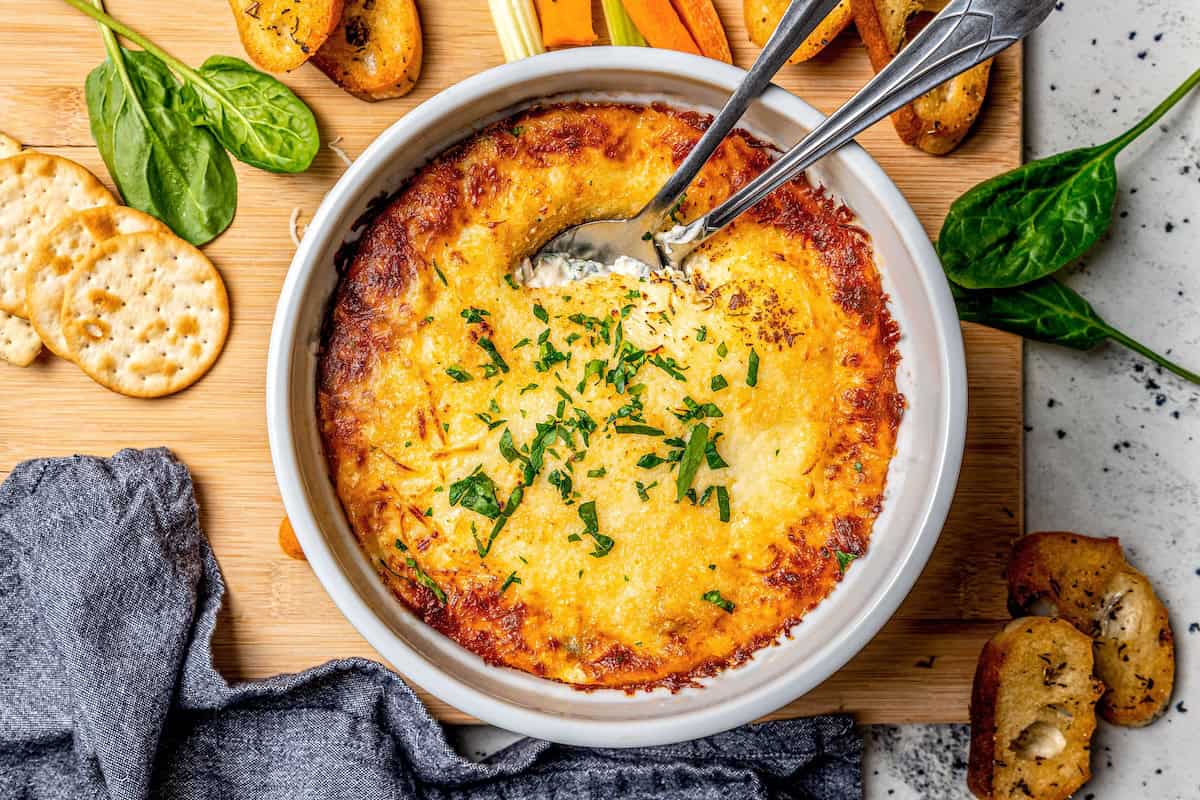 Healthy Spinach Artichoke Dip - Family Food on the Table