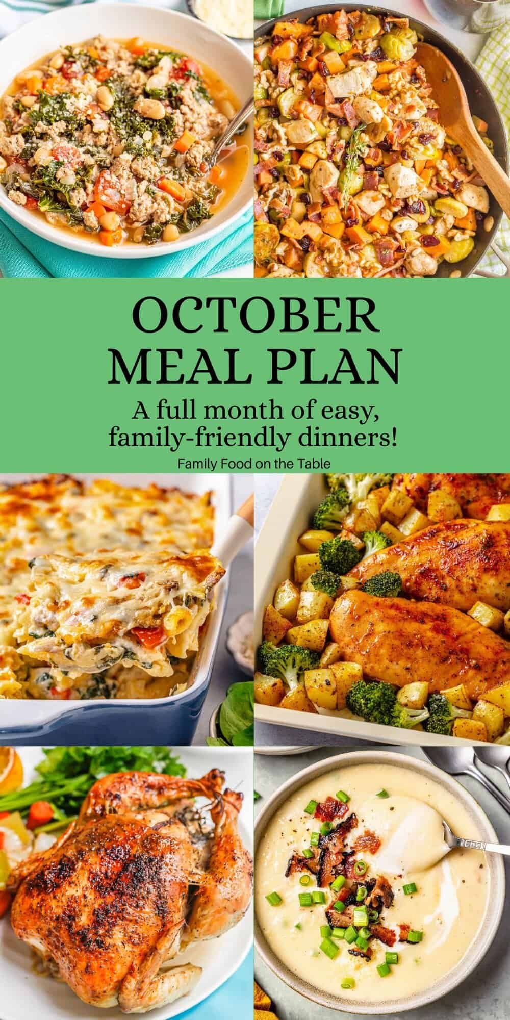 October Printable Menu October Meal Plan - Family Food on the Table