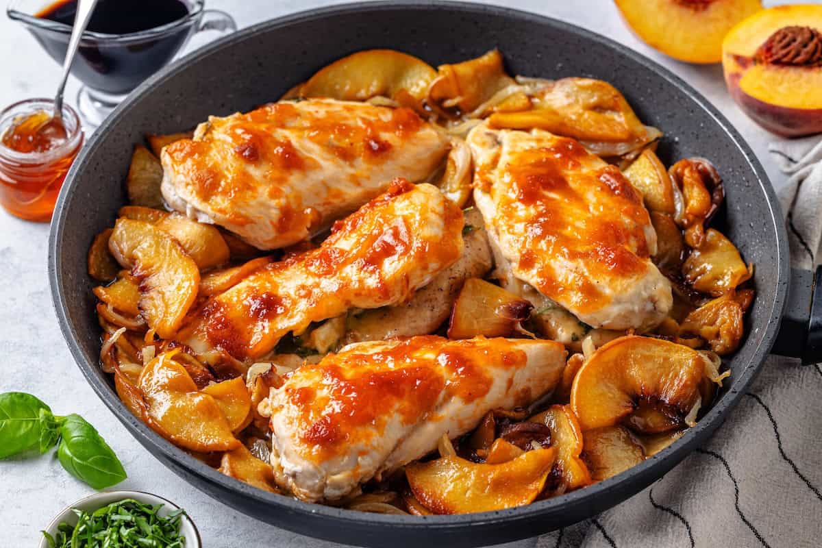 Peach Chicken with Brie Cheese - Family Food on the Table