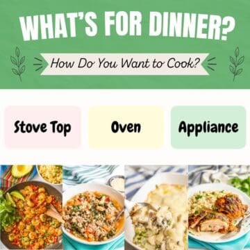 A collage graphic based on a simplified decision tree matching dinners based on cooking method.